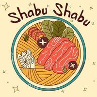 cuisine japonaise traditionnelle. shabu shabu asiatique. illustration vectorielle vecteur