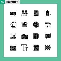 16 icônes créatives signes et symboles modernes du graphique de charge directe charge batterie éléments de conception vectoriels modifiables vecteur