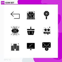 9 icônes créatives signes et symboles modernes de basket eye noël cyber ar éléments de conception vectoriels modifiables vecteur