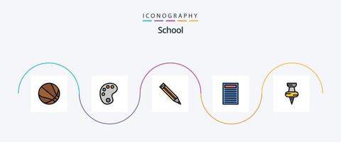 pack d'icônes plat rempli de 5 lignes d'école, y compris. l'école. marqueur. éducation vecteur