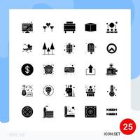 pack de 25 signes et symboles de glyphes solides modernes pour les supports d'impression Web tels que la gestion de l'avion, le leadership des voyages, les éléments de conception vectoriels modifiables vecteur