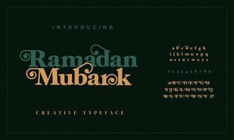 ramadan mubarak lettres et chiffres de l'alphabet élégant de luxe. typographie islamique élégante police serif classique décorative rétro vintage. vecteur