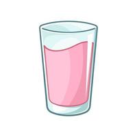 grand verre d'élément clipart lait fraise. conception d'illustration vectorielle plate simple et mignonne. boisson laitière au yaourt à la crème à saveur de fraise, signe, symbole. vecteur