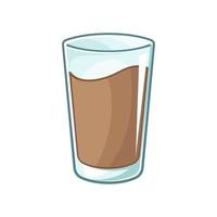 grand verre d'élément clipart lait au chocolat. conception d'illustration vectorielle plate simple et mignonne. impression de boisson laitière au yaourt à saveur de chocolat, signe, symbole. vecteur