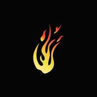 illustration de feu dessinée à la main sur fond noir pour la conception d'éléments. silhouette de flammes pour élément de conception. vecteur
