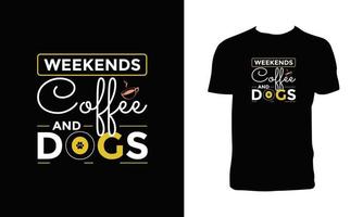 conception de t-shirt café et chiens vecteur