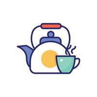 icône plate de vecteur de thé avec illustration de style de fond. fichier eps 10 de symbole de camping et de plein air
