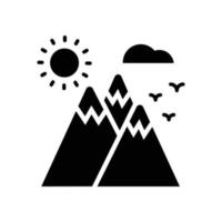 icône solide de vecteur de montagne avec illustration de style de fond. fichier eps 10 de symbole de camping et de plein air