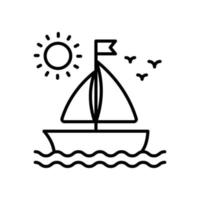 icône de contour de vecteur de bateau avec illustration de style d'arrière-plan. fichier eps 10 de symbole de camping et de plein air