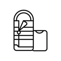 icône de contour de vecteur de sac de couchage avec illustration de style de fond. fichier eps 10 de symbole de camping et de plein air.
