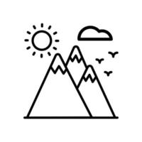 icône de contour de vecteur de montagne avec illustration de style de fond. fichier eps 10 de symbole de camping et de plein air