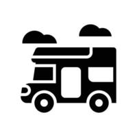 icône solide de vecteur de camping-car avec illustration de style d'arrière-plan. fichier eps 10 de symbole de camping et de plein air