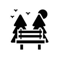 icône solide de vecteur de banc de forêt avec illustration de style de fond. fichier eps 10 de symbole de camping et de plein air