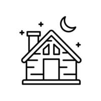 icône de contour de vecteur de chalet avec illustration de style d'arrière-plan. fichier eps 10 de symbole de camping et de plein air