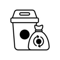 icône de contour vectoriel de sacs poubelle avec illustration de style d'arrière-plan. fichier eps 10 de symbole de camping et de plein air