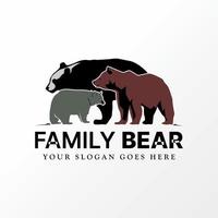 famille simple et unique ou 3 ours image graphique icône logo design abstrait concept vecteur stock. peuvent être utilisés comme symboles liés à l'animal ou à la nature.