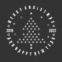 arbre de noël simple et unique et bonne année avec image étoile icône graphique logo design concept abstrait vecteur stock. peut être utilisé comme caractère gothique.