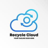 nuage simple et unique avec engrenage et recycler l'image graphique icône logo design abstrait concept vecteur stock. peut être utilisé comme symbole d'entreprise ou lié à la météo