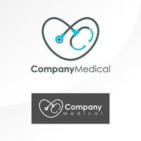 stéthoscope simple et unique et image de coeur graphique icône logo design abstrait concept vecteur stock. peut être utilisé comme symbole d'entreprise ou lié à la médecine ou à la santé