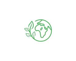 planète terre verte avec logo du monde écologique ou modèle vectoriel de concept de conception d'icône.