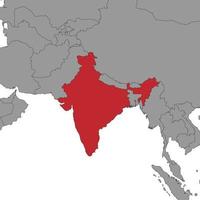 l'inde sur l'illustration map.vector du monde. vecteur