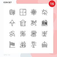 16 contours universels définis pour les applications web et mobiles flèche vers le haut physique tempête foudre éléments de conception vectoriels modifiables vecteur