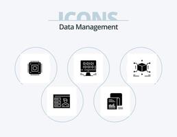 pack d'icônes de glyphe de gestion de données 5 conception d'icônes. Les données . ordinateur. documents. puce électronique . ébrécher vecteur