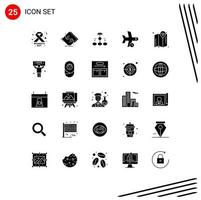 25 concept de glyphe solide pour les sites Web mobiles et les applications organigramme de retard d'avion schéma de flux de travail éléments de conception vectoriels modifiables vecteur
