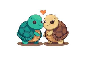 heureux couple tortue amoureux animal saint valentin carte invitation fond vecteur