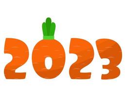 joyeux nouvel an chinois 2023. les jolis chiffres 2023 sont sous forme de carottes et de symboles. année du lapin. vecteur