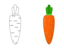un ensemble de carottes. carottes profilées et orange avec dessus. plat vecteur