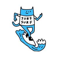 surf de chat à la mode, illustration pour t-shirt, vêtements de rue, autocollant ou marchandise vestimentaire. avec un style rétro et dessin animé. vecteur