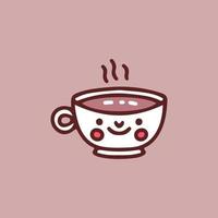 jolie tasse de mascotte de café, illustration pour t-shirt, autocollant ou marchandise vestimentaire. avec un style doodle, rétro et dessin animé. vecteur