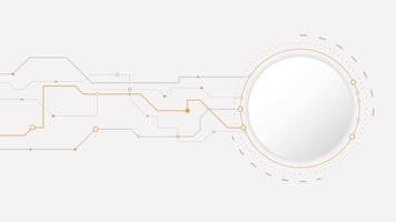 abstrait de fond de technologie de cercle gris blanc. technologie avec ligne couleur numérique gris, orange, point, hi-tech, vecteur. cercle technologique pour bannière web, arrière-plan, papier peint, structure, objet. vecteur