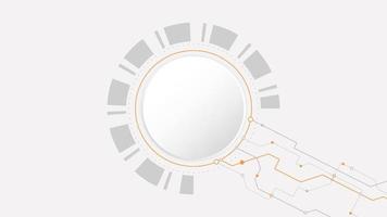 abstrait de fond de technologie de cercle gris blanc. technologie avec ligne couleur numérique gris, orange, point, hi-tech, vecteur. cercle technologique pour bannière web, arrière-plan, papier peint, structure, objet. vecteur