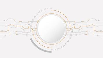 abstrait de fond de technologie de cercle gris blanc. technologie avec ligne couleur numérique gris, orange, point, hi-tech, vecteur. cercle technologique pour bannière web, arrière-plan, papier peint, structure, objet. vecteur