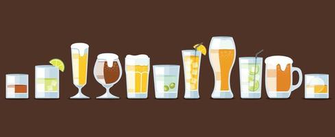 ensemble d'illustration vectorielle de verres à bière et à cocktail vecteur