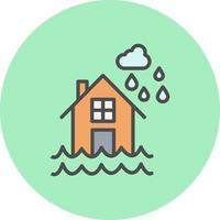 icône de vecteur de maison inondée
