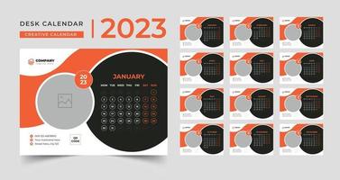 calendrier de bureau moderne 2023, conception créative du modèle de calendrier de bureau 2023 vecteur