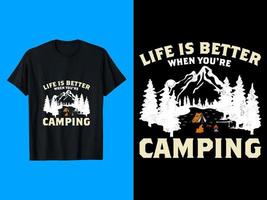 la vie est meilleure quand vous faites du camping design de t-shirt vecteur