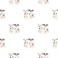 chiens mignons jack russell terrier. animaux de compagnie. modèle sans couture dessiné main de vecteur. parfait pour bébé, vêtements pour enfants, design imprimé, textile. fond blanc. vecteur