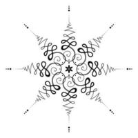 symbole de mandala unalome, fleur de vie. signe hindou ou bouddhiste représentant le chemin vers l'illumination. icône de tatouage de yantras. dessin simple à l'encre noir et blanc, illustration vectorielle isolée vecteur