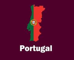 portugal carte drapeau avec noms symbole conception europe football final vecteur pays européens équipes de football illustration