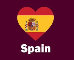 espagne drapeau coeur avec noms symbole conception europe football final vecteur pays européens équipes de football illustration