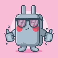 mascotte de personnage de chargeur de smartphone intelligent avec le pouce vers le haut geste de la main dessin animé isolé dans un style plat vecteur