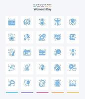 pack d'icônes bleues créatives pour la journée des femmes 25 telles que le coeur. ballon. journée. présente. boîte vecteur