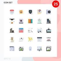 interface mobile jeu de couleurs plates de 25 pictogrammes d'éléments de conception vectoriels modifiables de bouclier de sécurité de chemin de magasin de cas vecteur