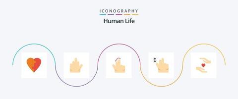 pack d'icônes humain plat 5 comprenant. amour. main. mains. glisser vecteur