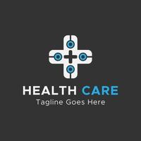 logo de soins de santé. logo de soins médicaux. couleur bleu et blanc. logo abstrait minimaliste. vecteur