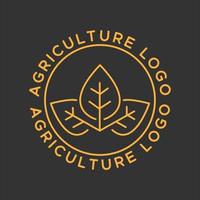 logo agricole vintage. couleur dorée. logo de luxe de style rétro. forme de cercle. vecteur